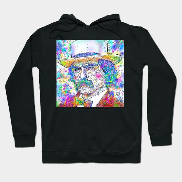 MARK TWAIN watercolor and inks portrait.1 Hoodie by lautir